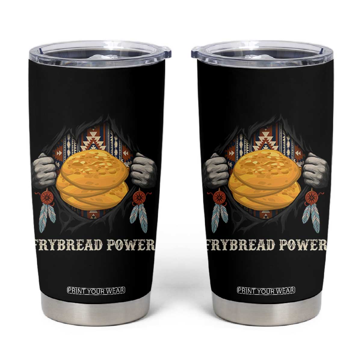 Frybread Power Tumbler Cup Native American Indian Food TS11 Black Print Your Wear