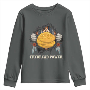 Frybread Power Youth Sweatshirt Native American Indian Food TS11 Dark Heather Print Your Wear