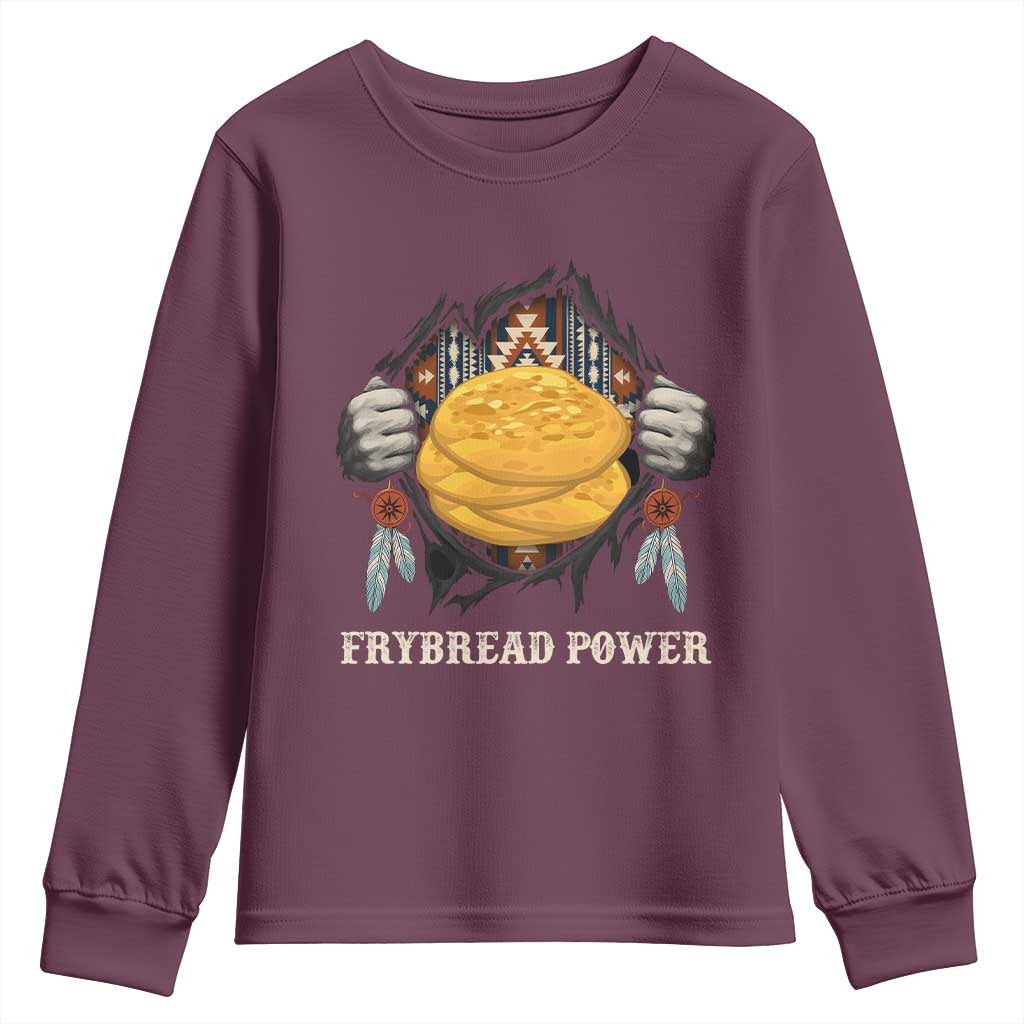 Frybread Power Youth Sweatshirt Native American Indian Food TS11 Maroon Print Your Wear