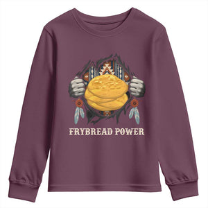 Frybread Power Youth Sweatshirt Native American Indian Food TS11 Maroon Print Your Wear