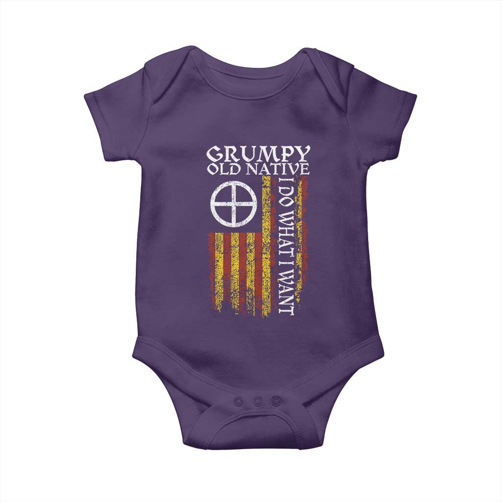 Funny Native American Baby Onesie Grumpy Old Native I Do What I Want American Flag TS11 Purple Print Your Wear