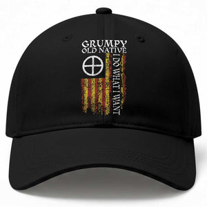 Funny Native American Baseball Cap Grumpy Old Native I Do What I Want American Flag