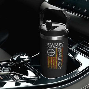 Funny Native American Flip Straw Tumbler Grumpy Old Native I Do What I Want American Flag TS11 Print Your Wear