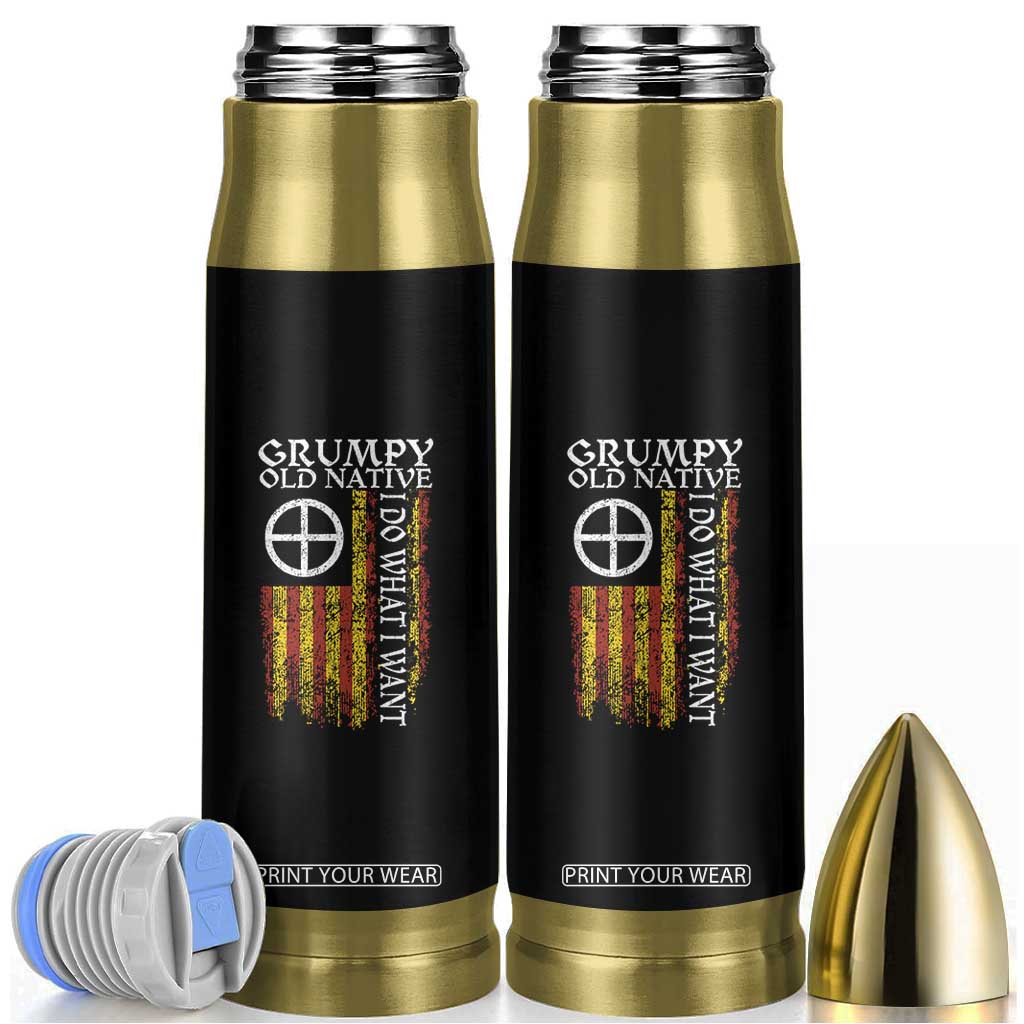 Funny Native American Bullet Tumbler Grumpy Old Native I Do What I Want American Flag TS11 Black Print Your Wear