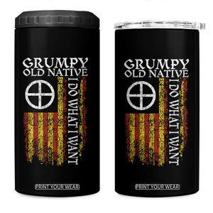 Funny Native American 4 in 1 Can Cooler Tumbler Grumpy Old Native I Do What I Want American Flag TS11 One Size: 16 oz Black Print Your Wear