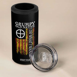 Funny Native American 4 in 1 Can Cooler Tumbler Grumpy Old Native I Do What I Want American Flag TS11 Print Your Wear
