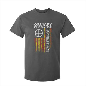 Funny Native American T Shirt For Kid Grumpy Old Native I Do What I Want American Flag TS11 Dark Heather Print Your Wear