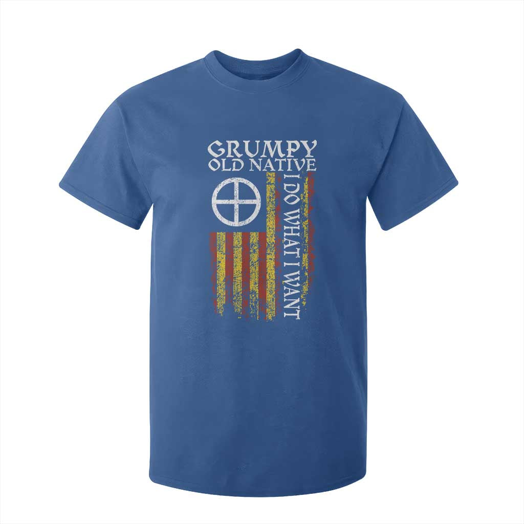 Funny Native American T Shirt For Kid Grumpy Old Native I Do What I Want American Flag TS11 Royal Blue Print Your Wear