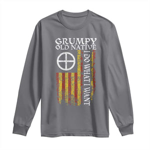 Funny Native American Long Sleeve Shirt Grumpy Old Native I Do What I Want American Flag TS11 Charcoal Print Your Wear