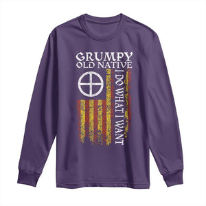 Funny Native American Long Sleeve Shirt Grumpy Old Native I Do What I Want American Flag TS11 Purple Print Your Wear