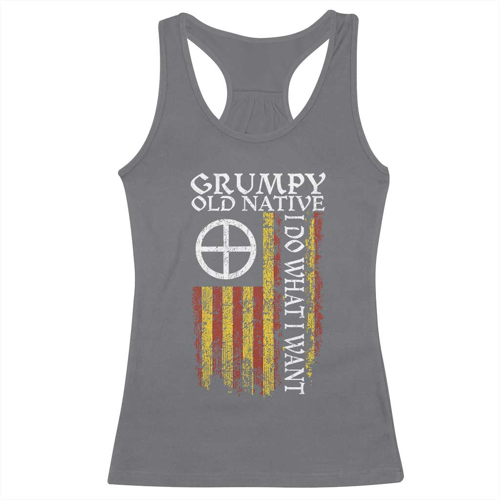 Funny Native American Racerback Tank Top Grumpy Old Native I Do What I Want American Flag TS11 Charcoal Print Your Wear