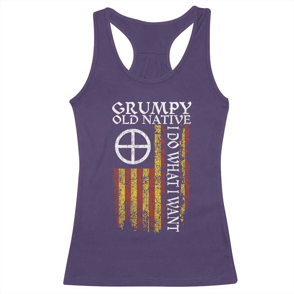 Funny Native American Racerback Tank Top Grumpy Old Native I Do What I Want American Flag TS11 Purple Print Your Wear