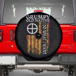 Funny Native American Spare Tire Cover Grumpy Old Native I Do What I Want American Flag TS11 Black Print Your Wear