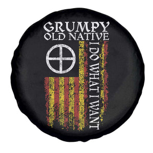 Funny Native American Spare Tire Cover Grumpy Old Native I Do What I Want American Flag TS11 Print Your Wear
