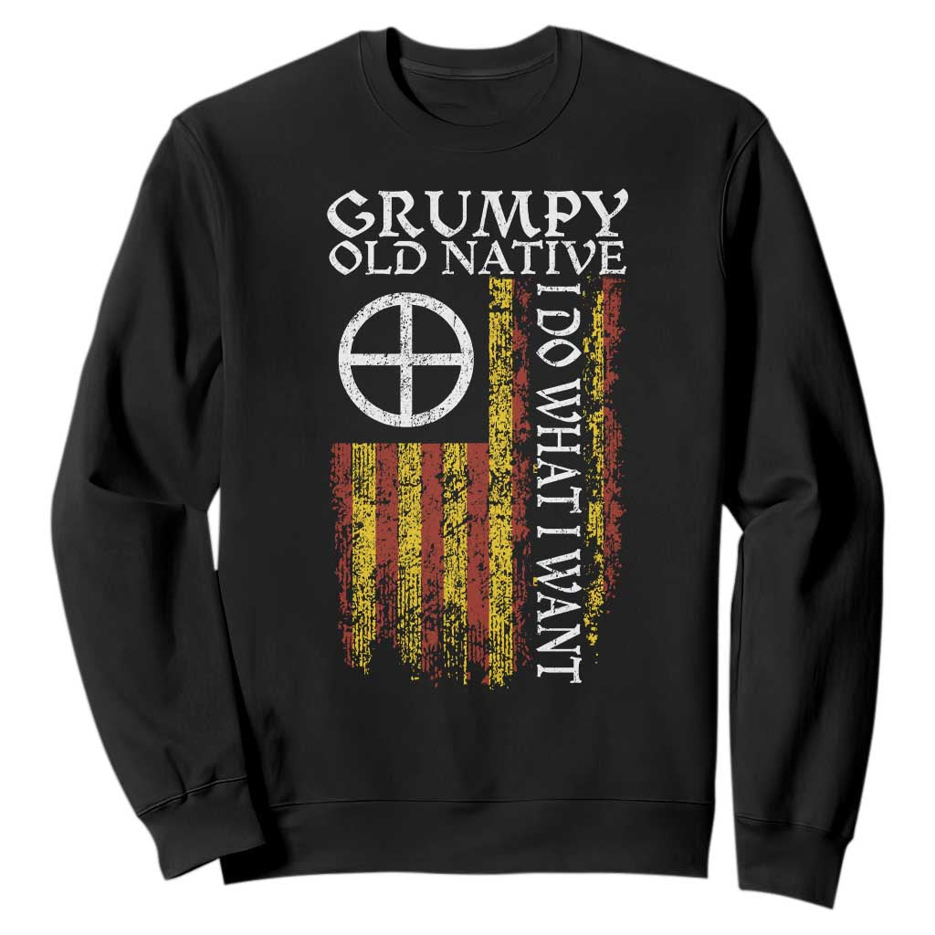 Funny Native American Sweatshirt Grumpy Old Native I Do What I Want American Flag TS11 Black Print Your Wear