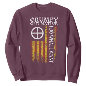 Funny Native American Sweatshirt Grumpy Old Native I Do What I Want American Flag TS11 Maroon Print Your Wear