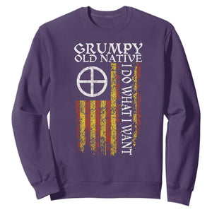 Funny Native American Sweatshirt Grumpy Old Native I Do What I Want American Flag TS11 Purple Print Your Wear
