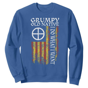 Funny Native American Sweatshirt Grumpy Old Native I Do What I Want American Flag TS11 Royal Blue Print Your Wear