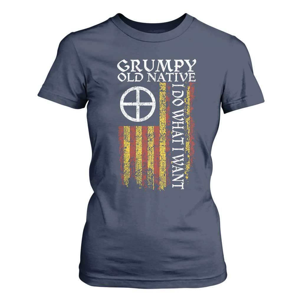 Funny Native American T Shirt For Women Grumpy Old Native I Do What I Want American Flag TS11 Navy Print Your Wear
