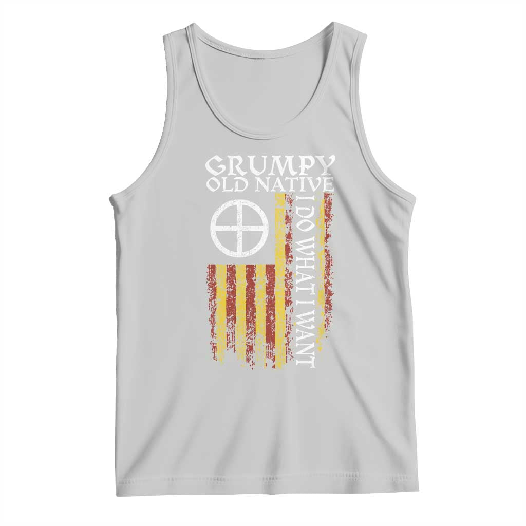 Funny Native American Tank Top Grumpy Old Native I Do What I Want American Flag TS11 Ash Print Your Wear