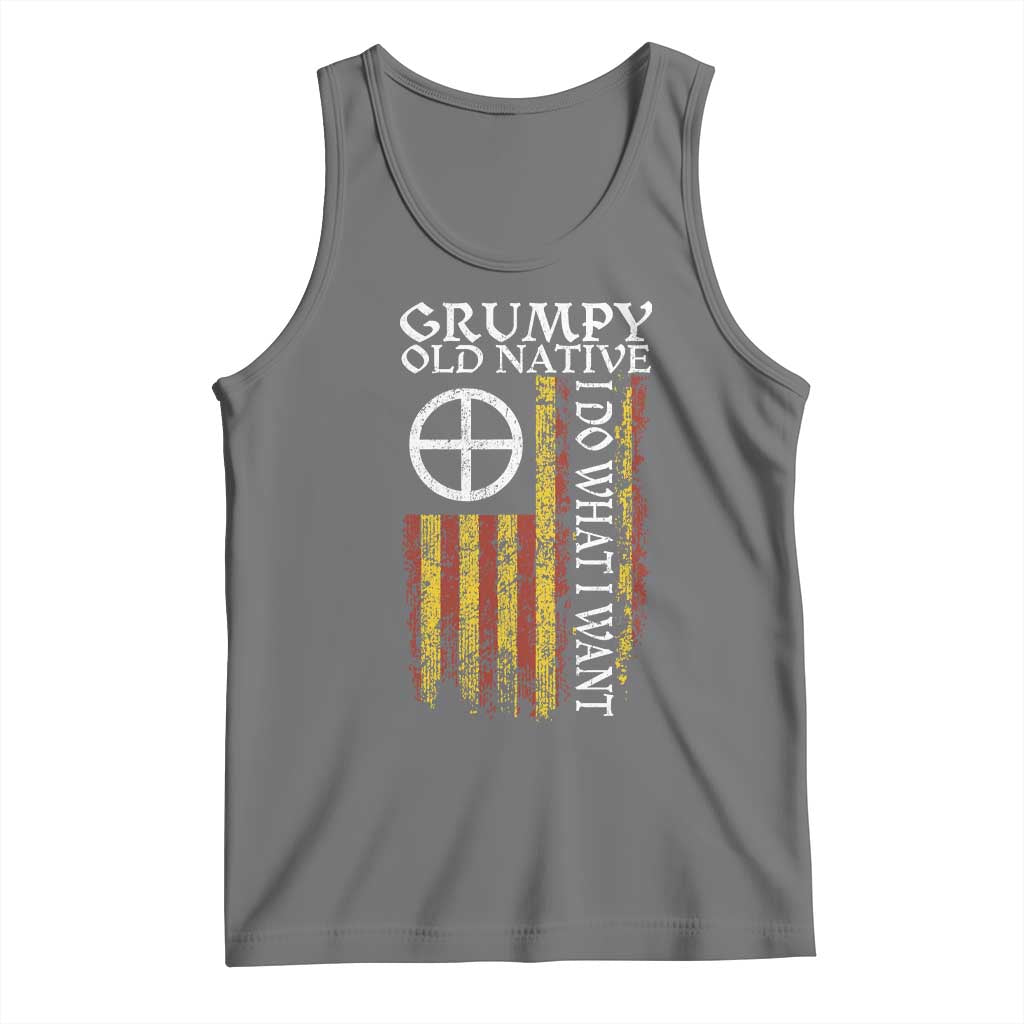 Funny Native American Tank Top Grumpy Old Native I Do What I Want American Flag TS11 Black Heather Print Your Wear