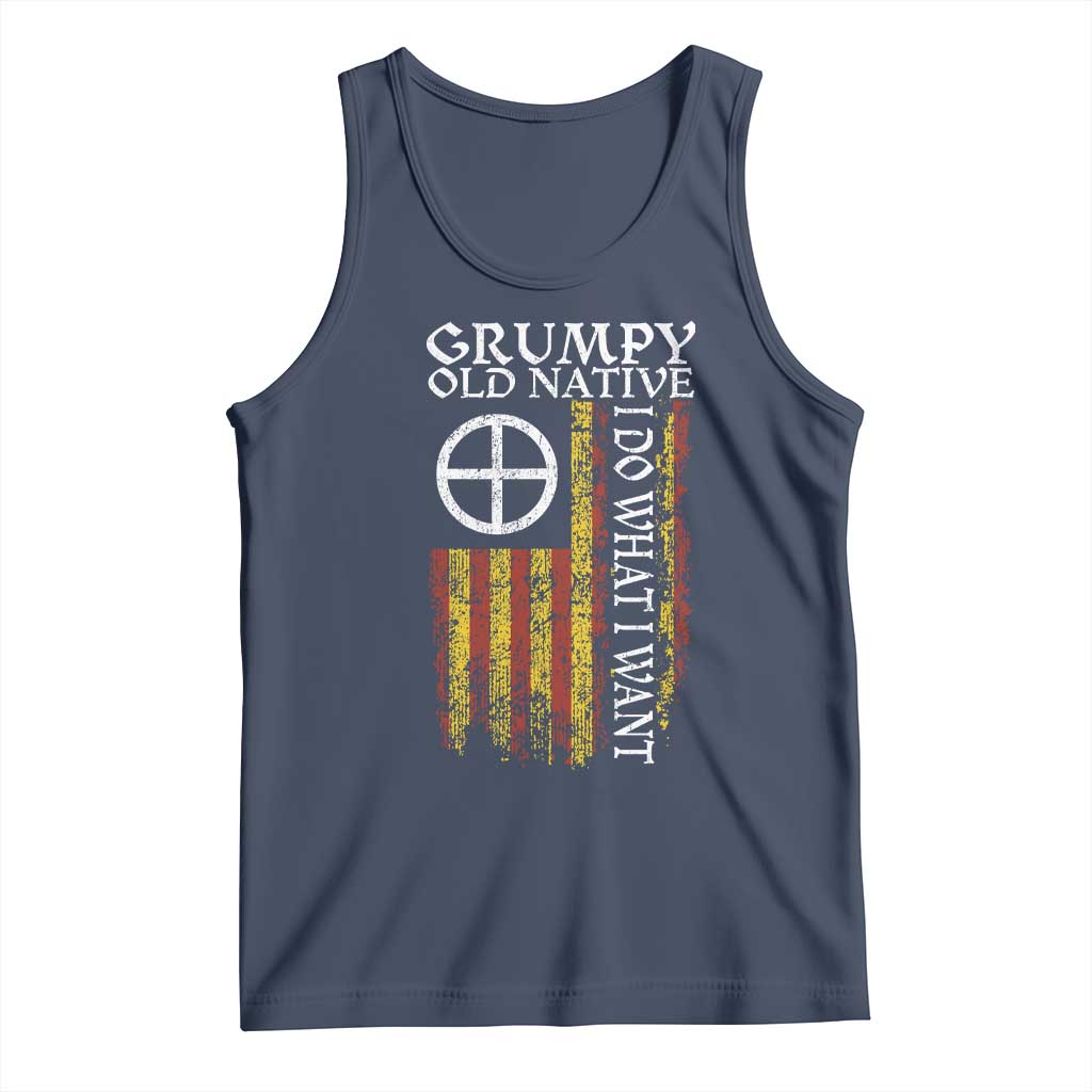 Funny Native American Tank Top Grumpy Old Native I Do What I Want American Flag TS11 Navy Print Your Wear
