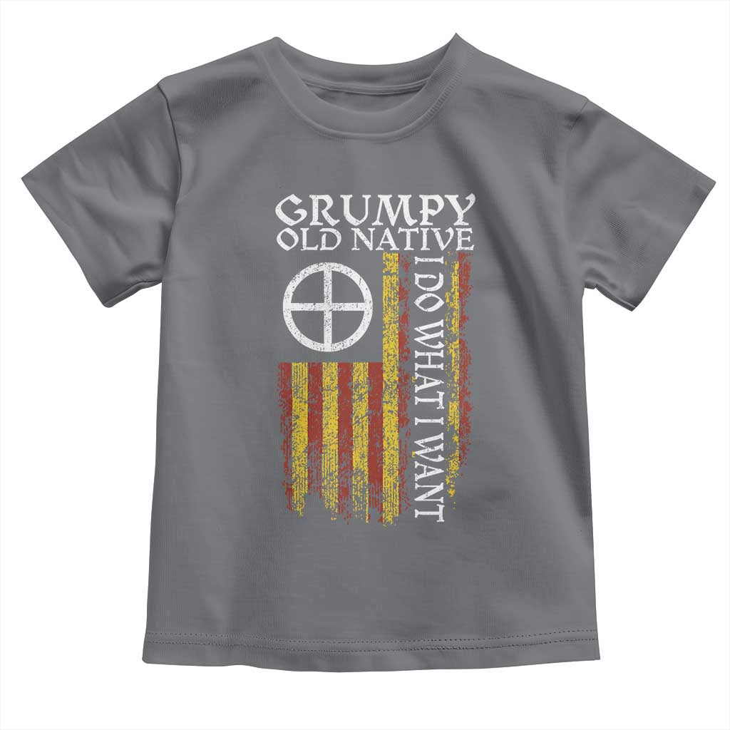 Funny Native American Toddler T Shirt Grumpy Old Native I Do What I Want American Flag TS11 Charcoal Print Your Wear