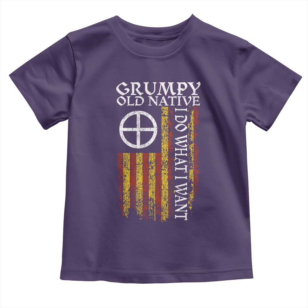 Funny Native American Toddler T Shirt Grumpy Old Native I Do What I Want American Flag TS11 Purple Print Your Wear