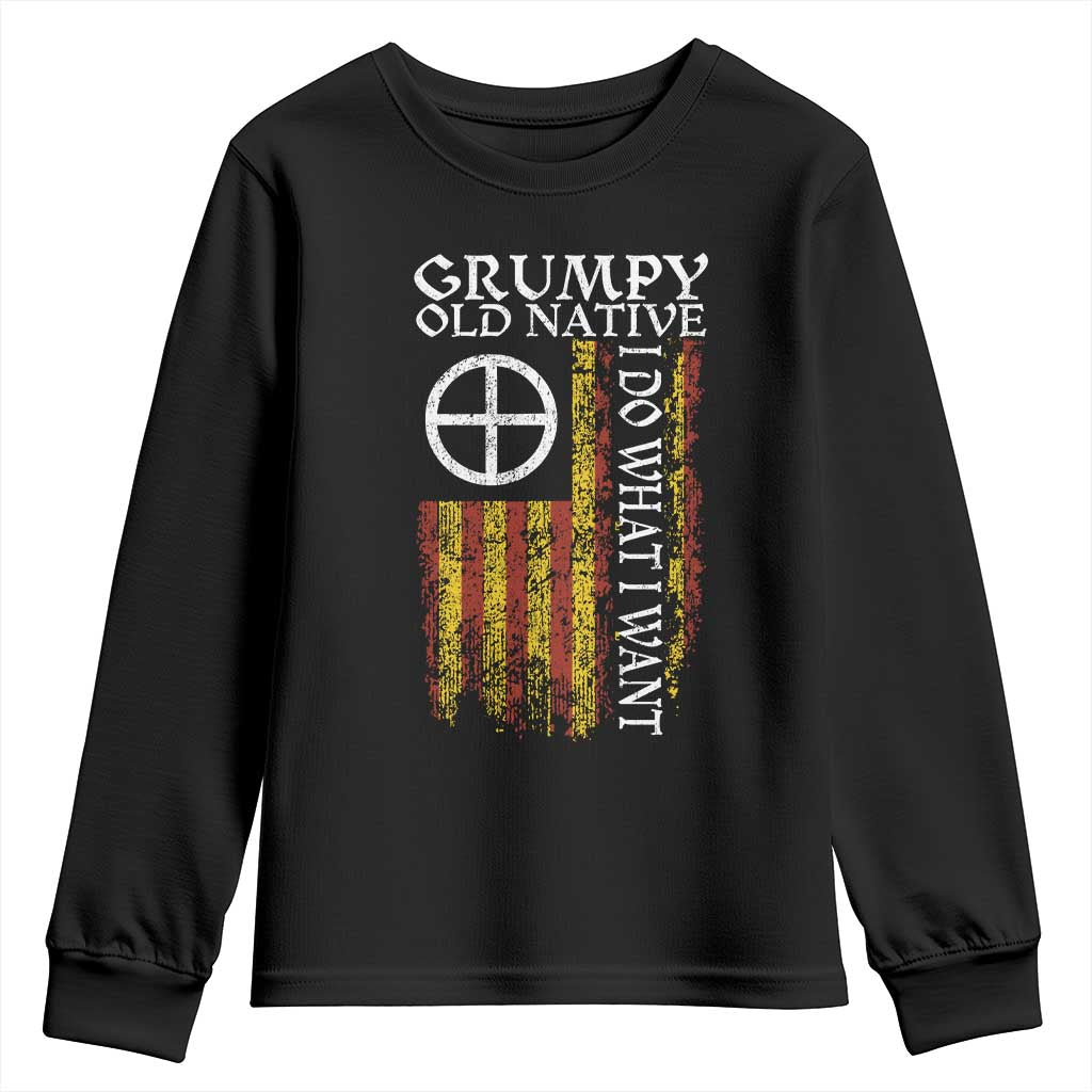 Funny Native American Youth Sweatshirt Grumpy Old Native I Do What I Want American Flag TS11 Black Print Your Wear