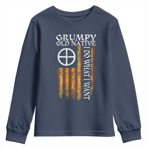 Funny Native American Youth Sweatshirt Grumpy Old Native I Do What I Want American Flag TS11 Navy Print Your Wear