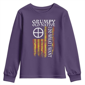 Funny Native American Youth Sweatshirt Grumpy Old Native I Do What I Want American Flag TS11 Purple Print Your Wear