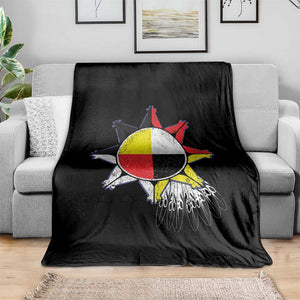 Oglala Lakota Native American Medicine Wheel Feathers Throw Blanket TS11 Print Your Wear