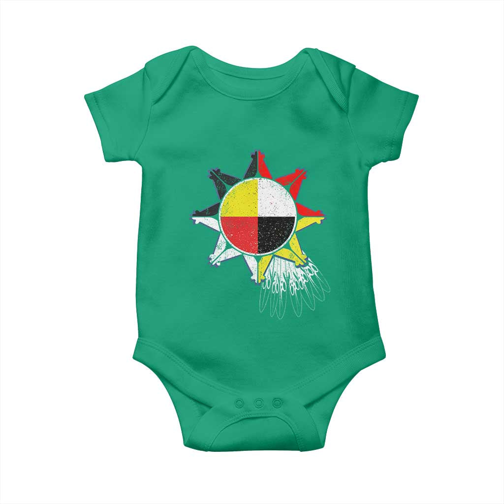 Oglala Lakota Native American Medicine Wheel Feathers Baby Onesie TS11 Irish Green Print Your Wear