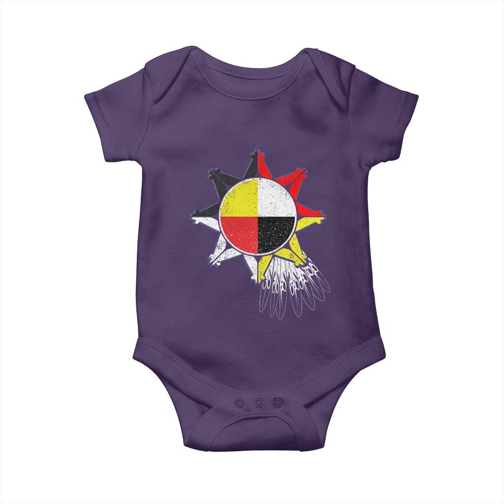 Oglala Lakota Native American Medicine Wheel Feathers Baby Onesie TS11 Purple Print Your Wear