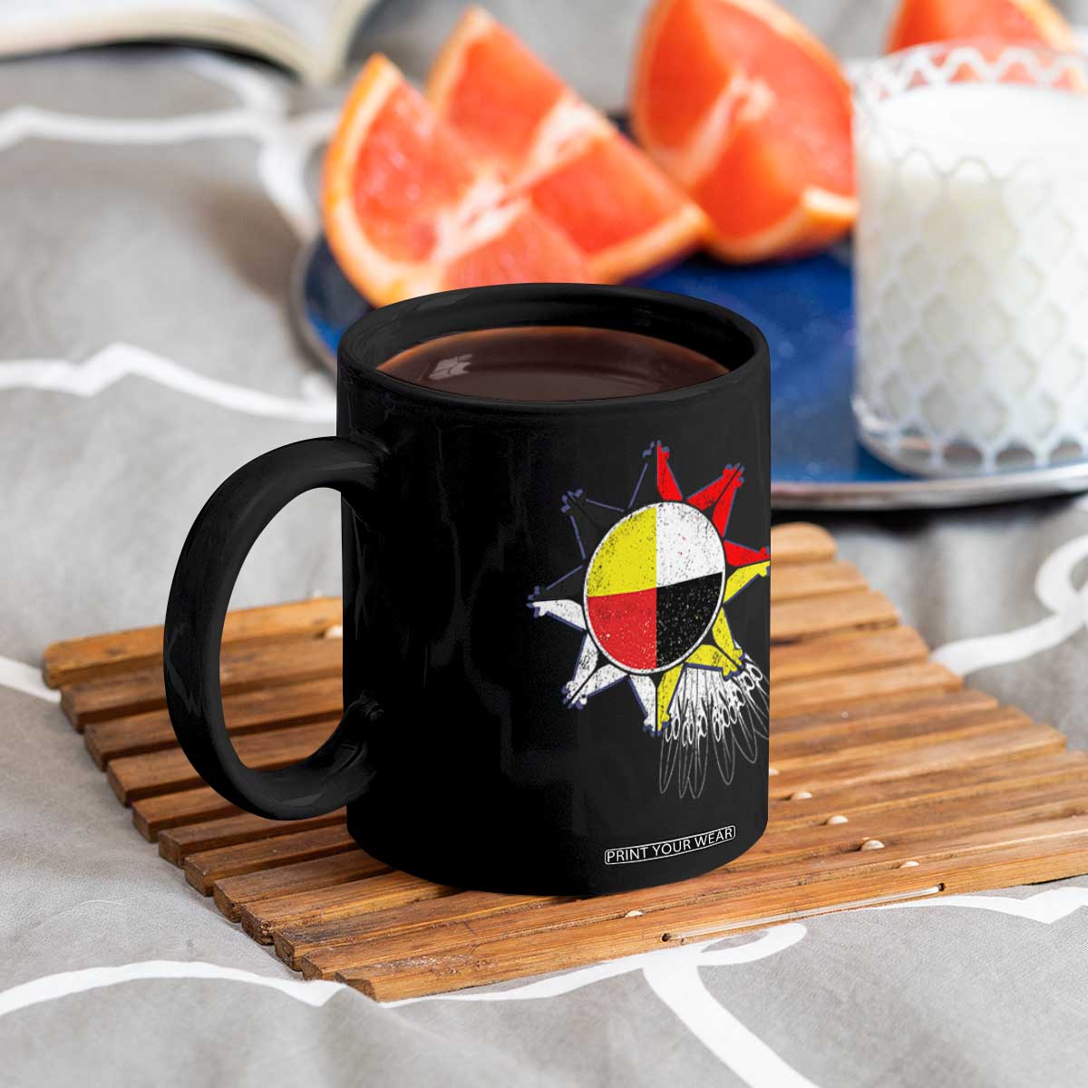 Oglala Lakota Native American Medicine Wheel Feathers Coffee Mug TS11 Print Your Wear