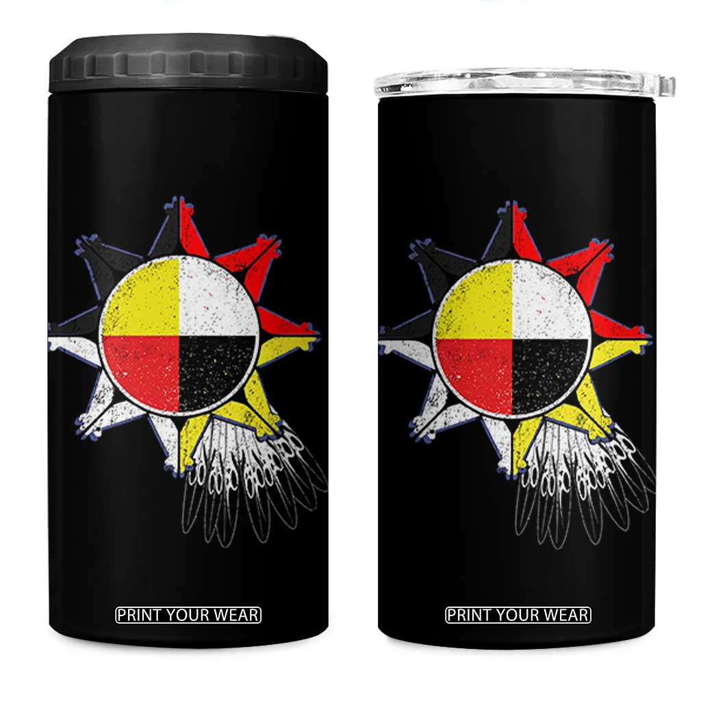 Oglala Lakota Native American Medicine Wheel Feathers 4 in 1 Can Cooler Tumbler TS11 One Size: 16 oz Black Print Your Wear