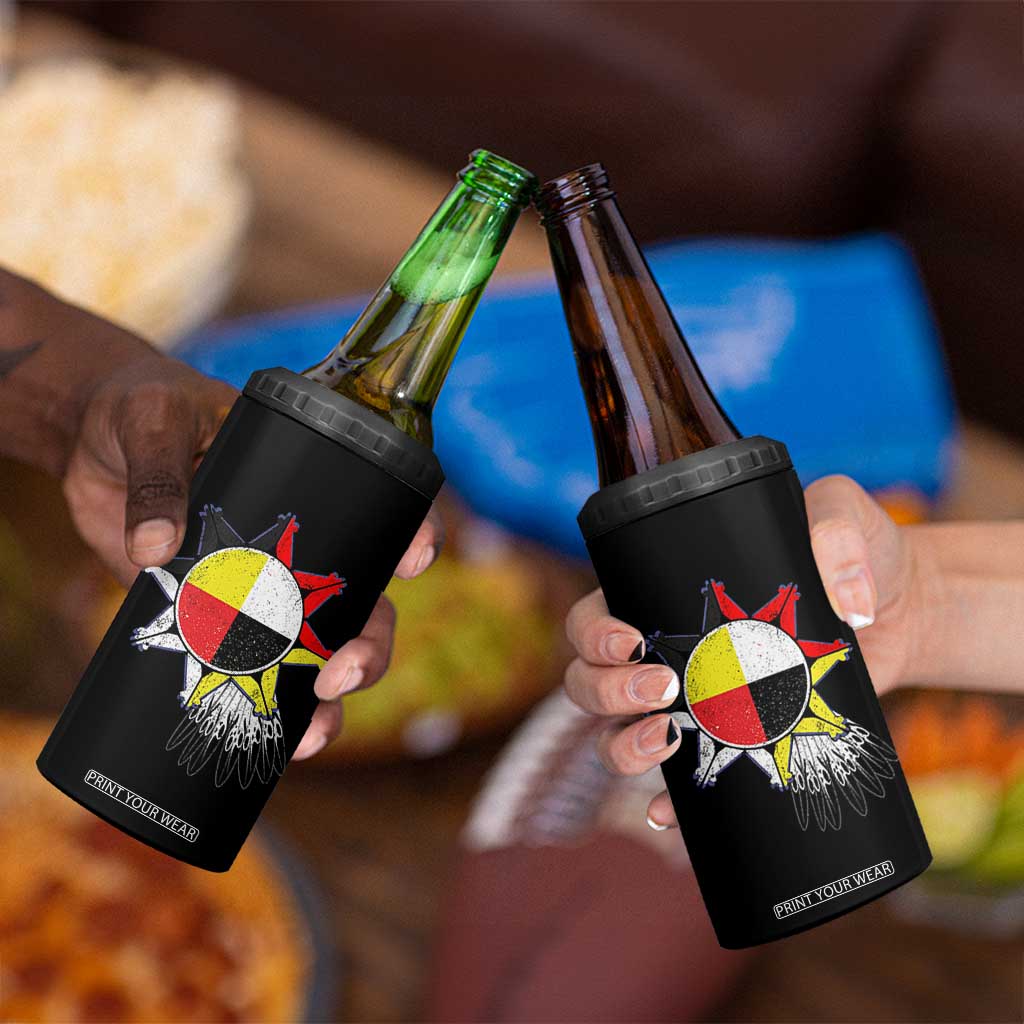 Oglala Lakota Native American Medicine Wheel Feathers 4 in 1 Can Cooler Tumbler TS11 Print Your Wear