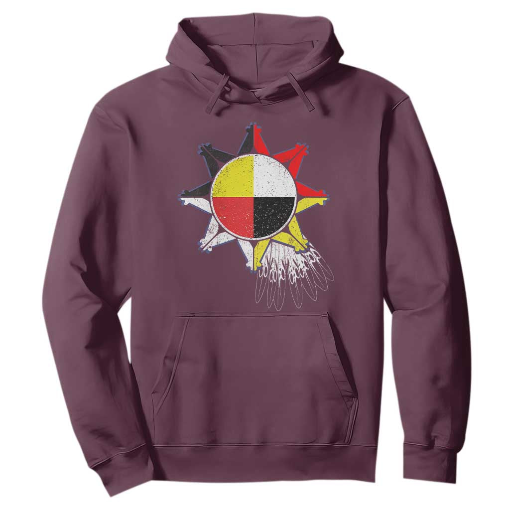 Oglala Lakota Native American Medicine Wheel Feathers Hoodie TS11 Maroon Print Your Wear