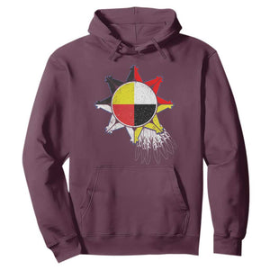 Oglala Lakota Native American Medicine Wheel Feathers Hoodie TS11 Maroon Print Your Wear