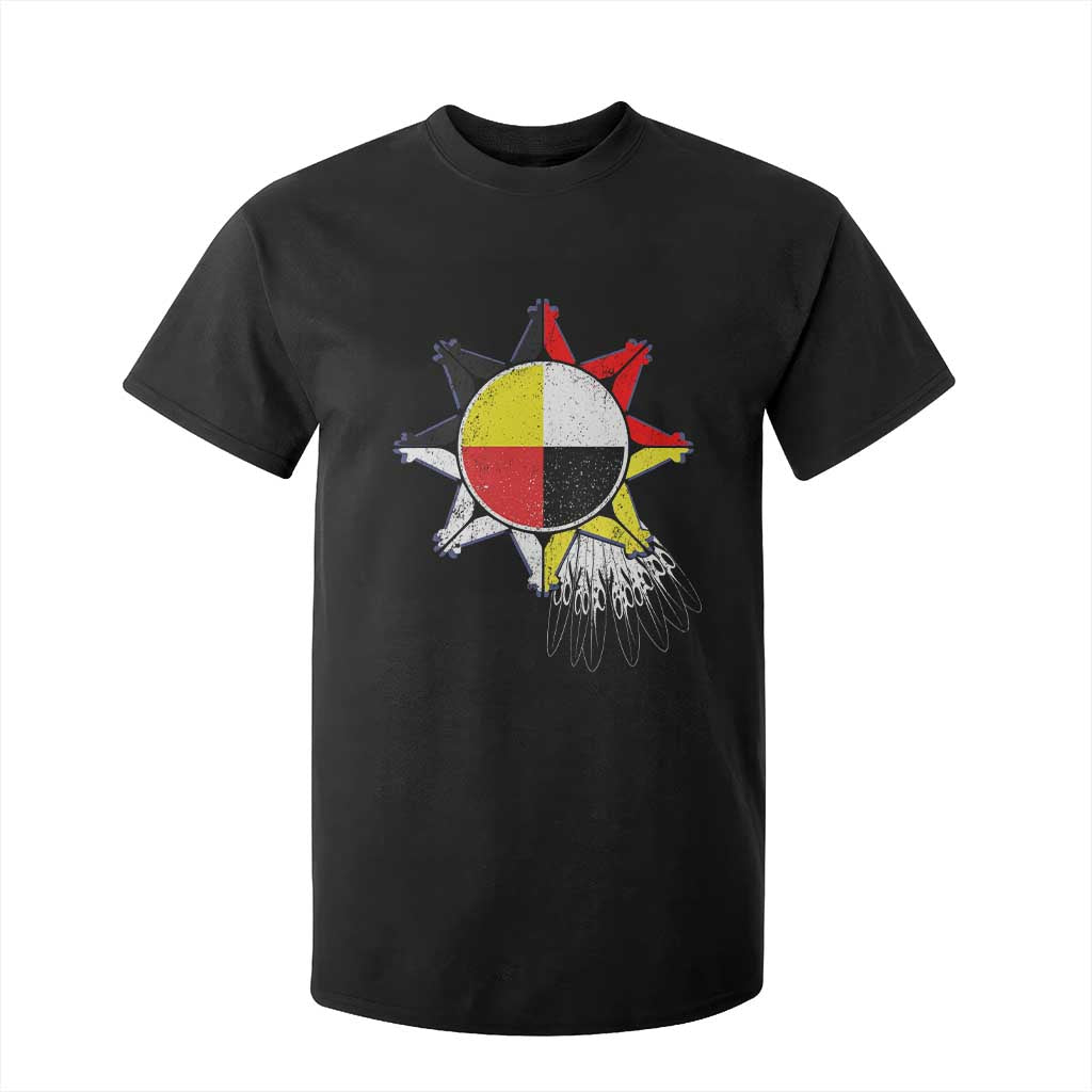Oglala Lakota Native American Medicine Wheel Feathers T Shirt For Kid TS11 Black Print Your Wear