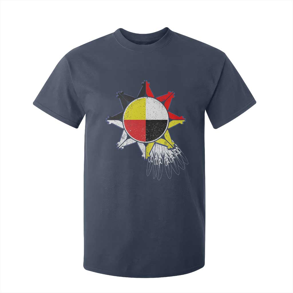 Oglala Lakota Native American Medicine Wheel Feathers T Shirt For Kid TS11 Navy Print Your Wear