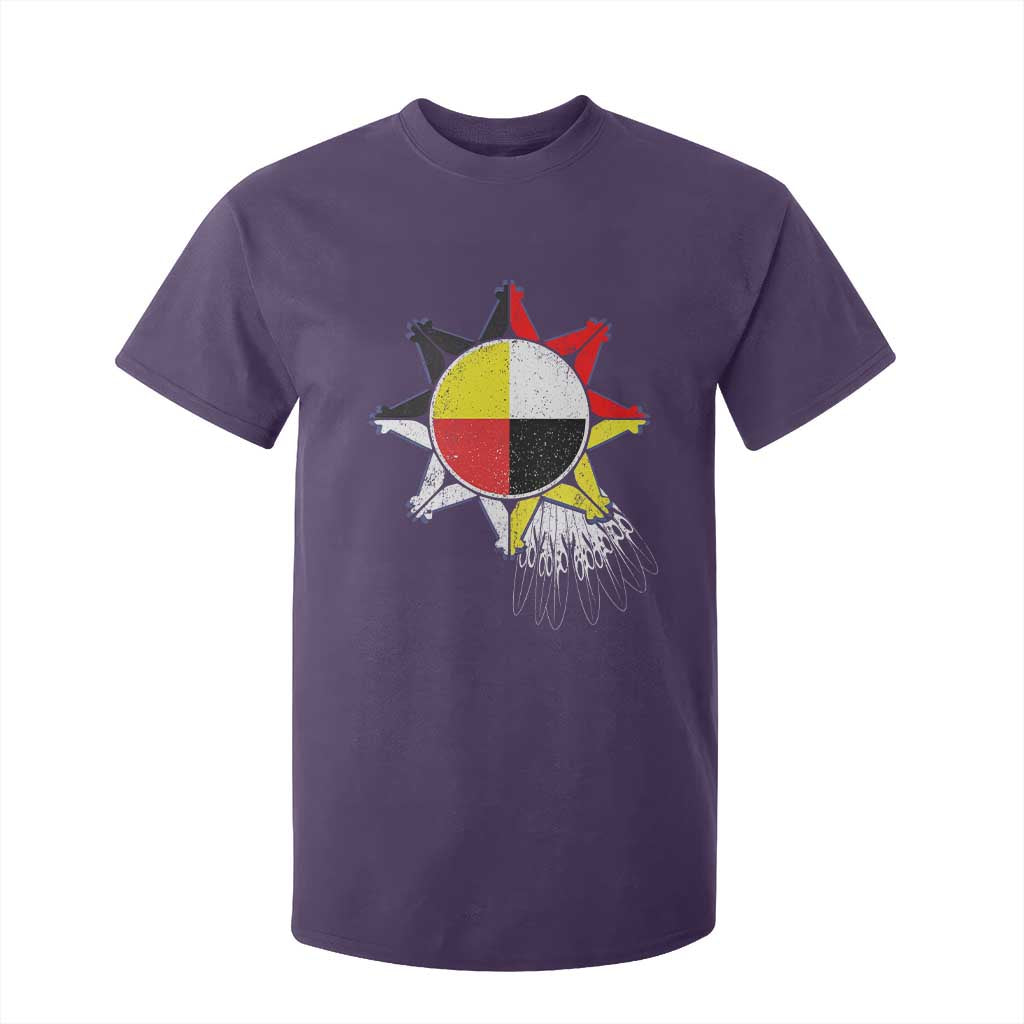 Oglala Lakota Native American Medicine Wheel Feathers T Shirt For Kid TS11 Purple Print Your Wear