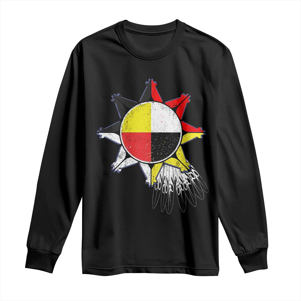 Oglala Lakota Native American Medicine Wheel Feathers Long Sleeve Shirt TS11 Black Print Your Wear