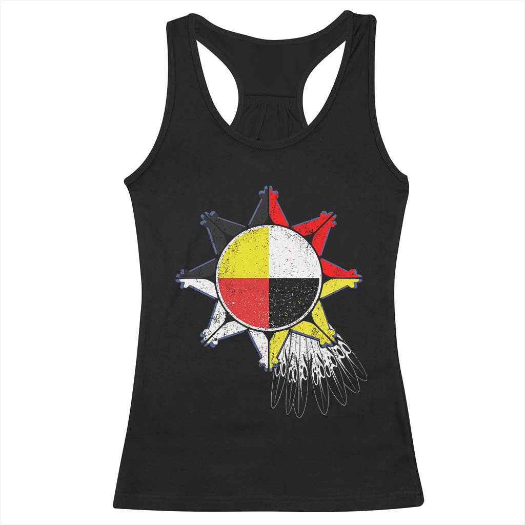 Oglala Lakota Native American Medicine Wheel Feathers Racerback Tank Top TS11 Black Print Your Wear