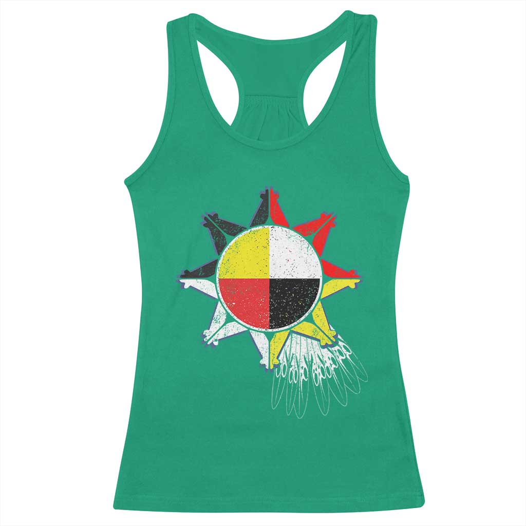 Oglala Lakota Native American Medicine Wheel Feathers Racerback Tank Top TS11 Irish Green Print Your Wear