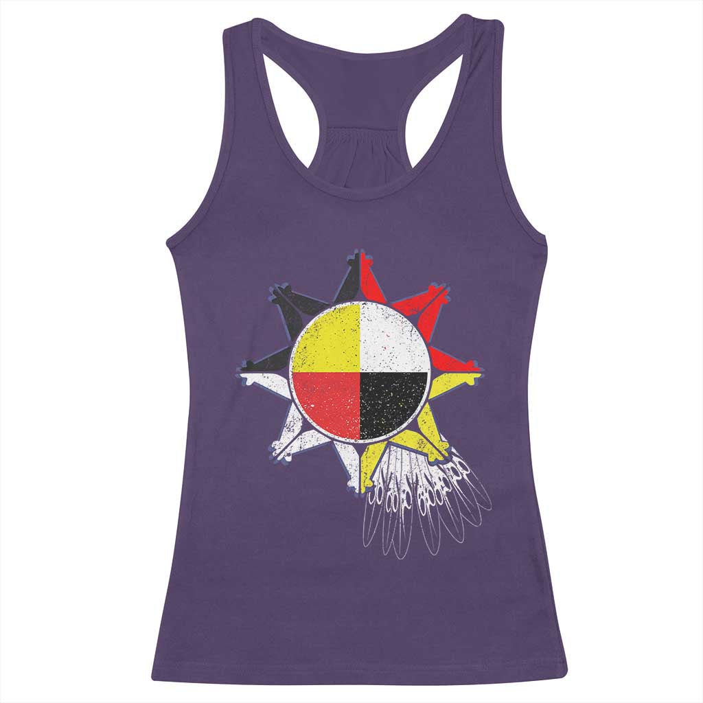Oglala Lakota Native American Medicine Wheel Feathers Racerback Tank Top TS11 Purple Print Your Wear