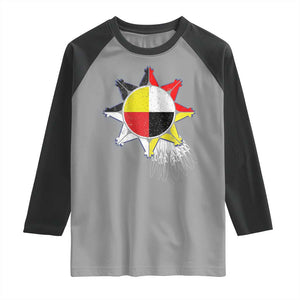 Oglala Lakota Native American Medicine Wheel Feathers Raglan Shirt TS11 Sport Gray Black Print Your Wear