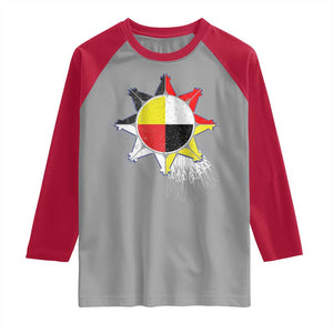 Oglala Lakota Native American Medicine Wheel Feathers Raglan Shirt TS11 Sport Gray Red Print Your Wear