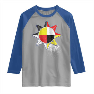 Oglala Lakota Native American Medicine Wheel Feathers Raglan Shirt TS11 Sport Gray Royal Print Your Wear