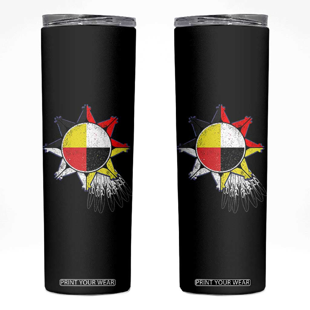 Oglala Lakota Native American Medicine Wheel Feathers Skinny Tumbler TS11 Black Print Your Wear